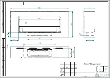 Биокамин настенный Ornament 900 со стеклом (Estetic Flame)