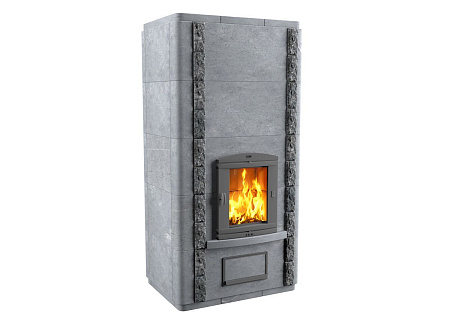 Теплонакопительная Печь-камин Nasto-15/1530 R-50 камень серпентинит АНТИК Т40мм