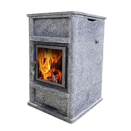 Теплонакопительная Печь-камин Kivach камень серпентинит АНТИК Т40мм