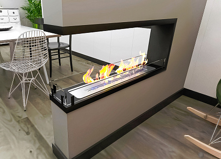 Биокамин встраиваемый Contour торцевой сквозной 1100 (Estetic Flame)