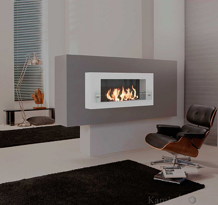 Биокамин Orion 900 белый со стемалитом и стеклом (Zefire)