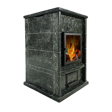 Теплонакопительная Печь-камин Hirvi камень серпентинит полировка Т40мм