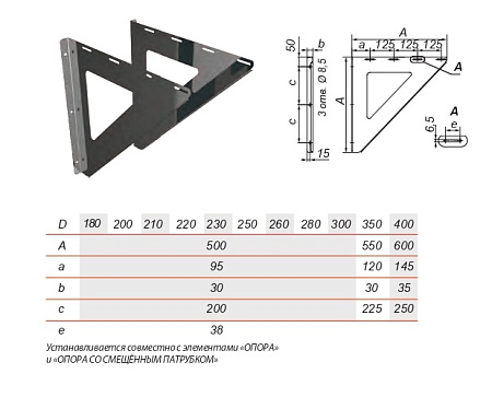 Кронштейн опоры VR 550х550 нерж Aisi 304 0.5мм