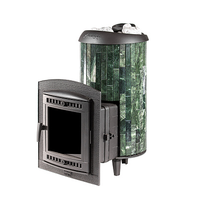 Печь банная "Атмосфера-XL" в ламелях из натурального камня "Змеевик" наборный