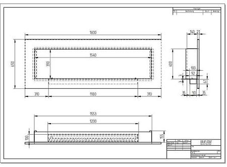 Биокамин Elliot horizontal 1800 латунный
