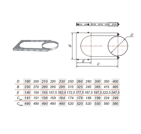 Элемент крепления к стене V50R нерж Aisi 304 0.5мм