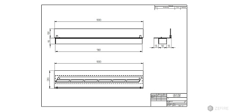 Прямоугольный контейнер ZeFire 1000 со стеклом (ZeFire)