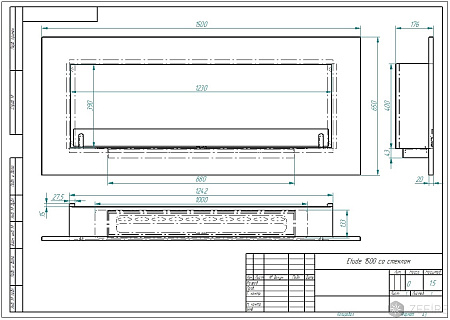 Биокамин встраиваемый Etude 1500 со стеклом (Estetic Flame)