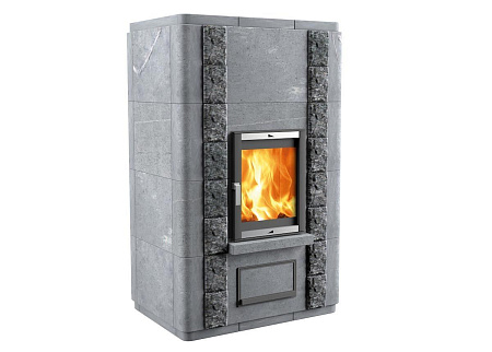 Теплонакопительная Печь-камин Nasto-15/1240 R-50 камень серпентинит АНТИК Т40мм