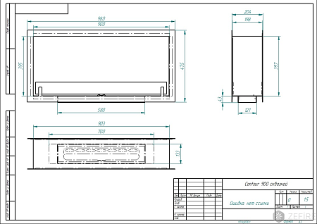 Биокамин встраиваемый Contour сквозной 900 (Estetic Flame)