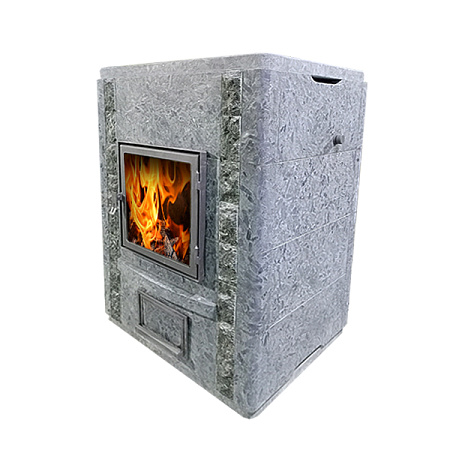 Теплонакопительная Печь-камин Nasto-20/1260 R-50 MD камень серпентинит АНТИК Т40мм