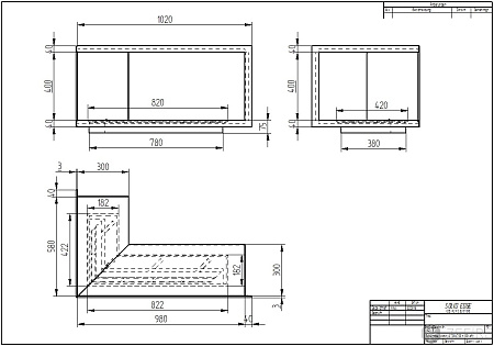 Биокамин ZeFire Standart для угловой стены 1000