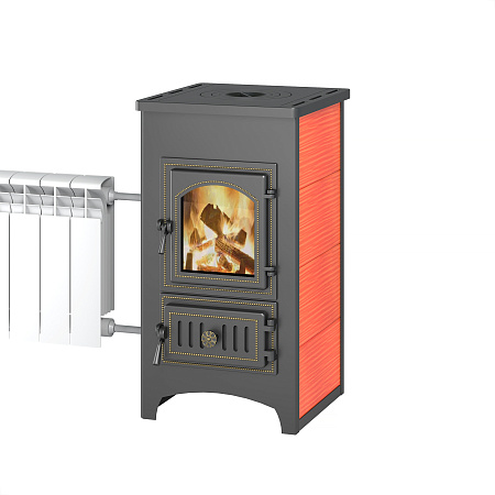 Печь-Камин ВЕЗУВИЙ ПК-01 (270) с плитой и т/о красн. 9 кВт (150 м3) Ø 115 мм 