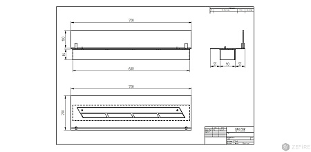 Прямоугольный контейнер ZeFire 700 со стеклом (ZeFire)