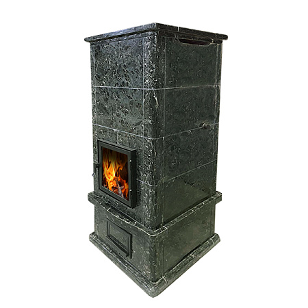 Теплонакопительная Печь-камин Kinerma-15/1630 P камень серпентинит полировка Т50мм