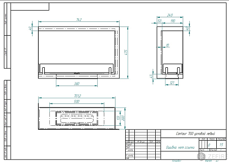 Биокамин встраиваемый Contour угловой 700 левый (Estetic Flame)