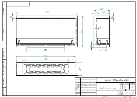 Биокамин встраиваемый Contour угловой 900 левый (Estetic Flame)