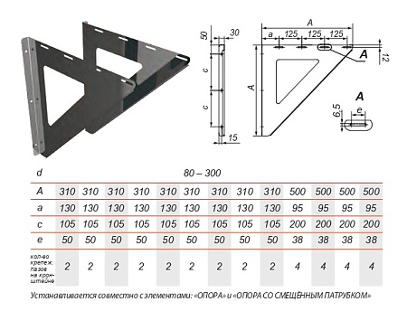 Кронштейн опоры 310х310 зеркальный Aisi 304 0.5мм
