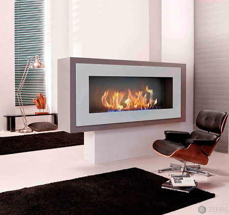 Биокамин Elliot 1500 с белой рамкой со стемалитом