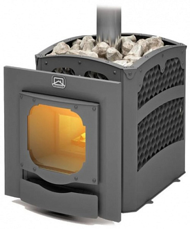 Печь-каменка чугунная Былина Сетка18Ч Панорама (1.1) (без двери БЫЛИНА 16"/обрамления) Теплодар