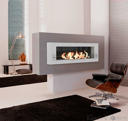 Биокамин Orion 1200 белый со стемалитом и стеклом (Zefire)